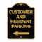 Signmission Reserved Parking Customer and Visitor Parking With Left Arrow, Black & Gold, A-DES-BG-1824-23053 A-DES-BG-1824-23053 - alternate 1